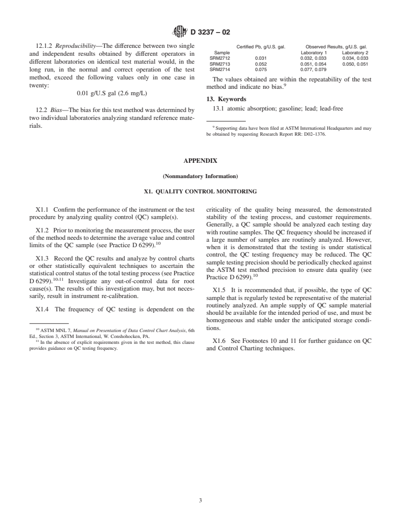 ASTM D3237-02 - Standard Test Method for Lead In Gasoline By Atomic Absorption Spectroscopy