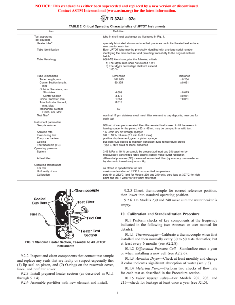 ASTM D3241-02a - Standard Test Method for Thermal Oxidation Stability of Aviation Turbine Fuels (JFTOT Procedure)