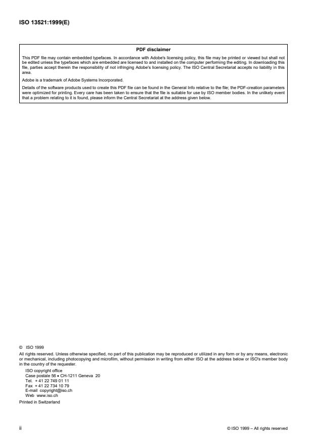 ISO 13521:1999 ISO 13521:1999 - Austenitic manganese steel castings - Page 2 preview