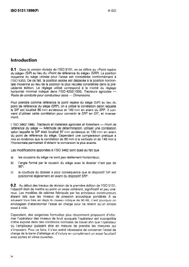 ISO 5131:1996 ISO 5131:1996 - Acoustique -- Tracteurs et matériels agricoles et forestiers -- Mesurage du bruit au poste de l'opérateur -- Méthode de contrôle - Page 4 preview