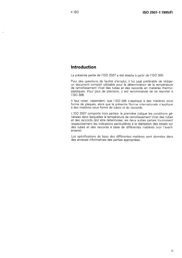 ISO 2507-1:1995 - Tubes et raccords en matieres thermoplastiques -- Température de ramollissement Vicat