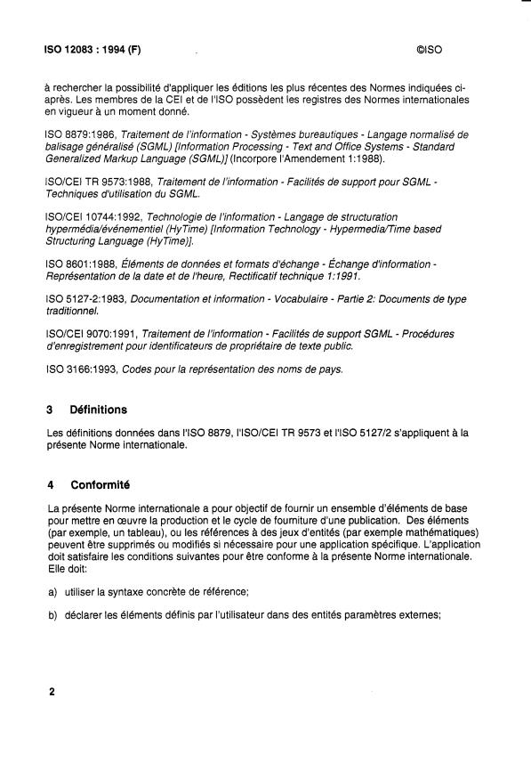 ISO 12083:1994 ISO 12083:1994 - Information et documentation -- Préparation et balisage de manuscrits électroniques - Page 4 preview