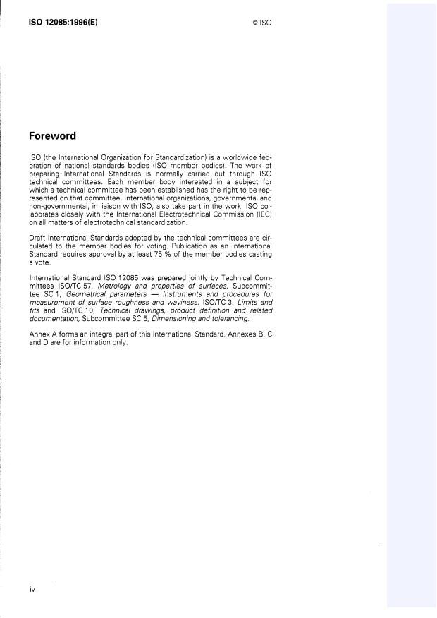 ISO 12085:1996 ISO 12085:1996 - Geometrical Product Specifications (GPS) -- Surface texture: Profile method -- Motif parameters - Page 4 preview