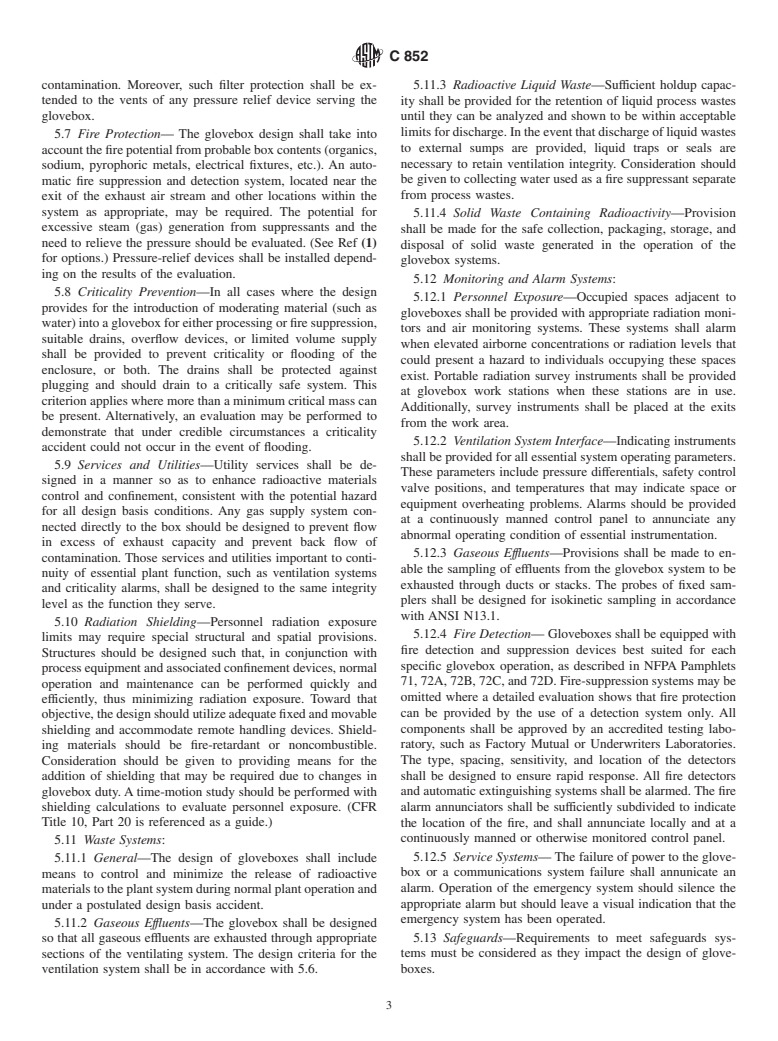 ASTM C852-93(1997) - Standard Guide for Design Criteria for Plutonium Gloveboxes (Withdrawn 2006)