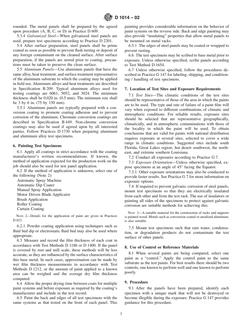 ASTM D1014-02 - Standard Practice for Conducting Exterior Exposure Tests of Paints and Coatings on Metal Substrates