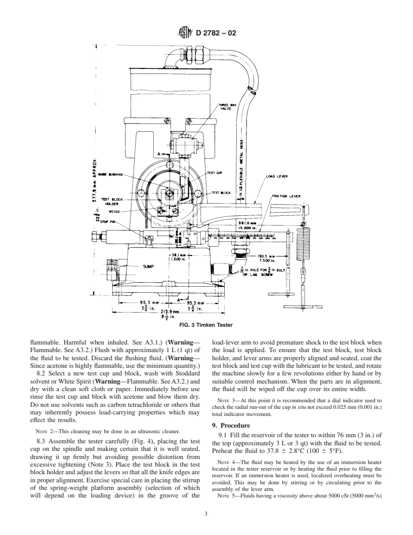 ASTM D2782-02 - Standard Test Method for Measurement of Extreme-Pressure Properties of Lubricating Fluids (Timken Method)