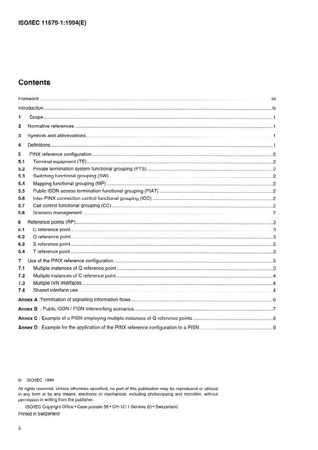 ISO/IEC 11579-1:1994 ISO/IEC 11579-1:1994 - Information technology -- Telecommunications and information exchange between systems -- Private integrated services network - Page 2 preview