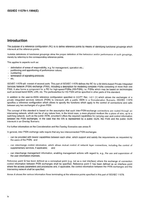 ISO/IEC 11579-1:1994 ISO/IEC 11579-1:1994 - Information technology -- Telecommunications and information exchange between systems -- Private integrated services network - Page 4 preview
