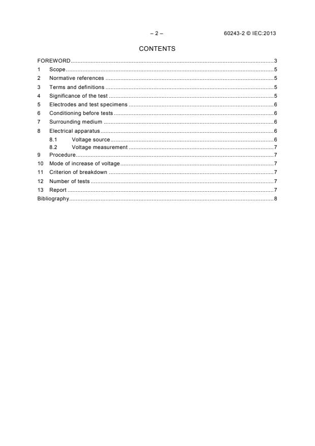 IEC 60243-2:2013 IEC 60243-2:2013 - Electric strength of insulating materials - Test methods - Part 2: Additional requirements for tests using direct voltage - Page 4 preview