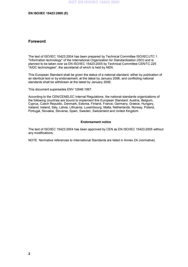 EN ISO/IEC 15423:2005 EN ISO/IEC 15423:2005 - Page 4 preview