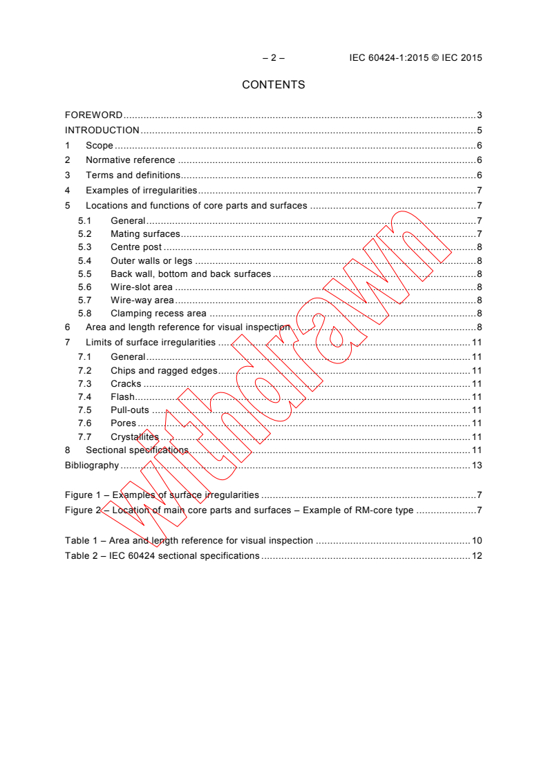 IEC 60424-1:2015 IEC 60424-1:2015 - Ferrite cores - Guidelines on the limits of surface irregularities - Part 1: General specification
Released:12/4/2015
Isbn:9782832230282 - Page 4 preview
