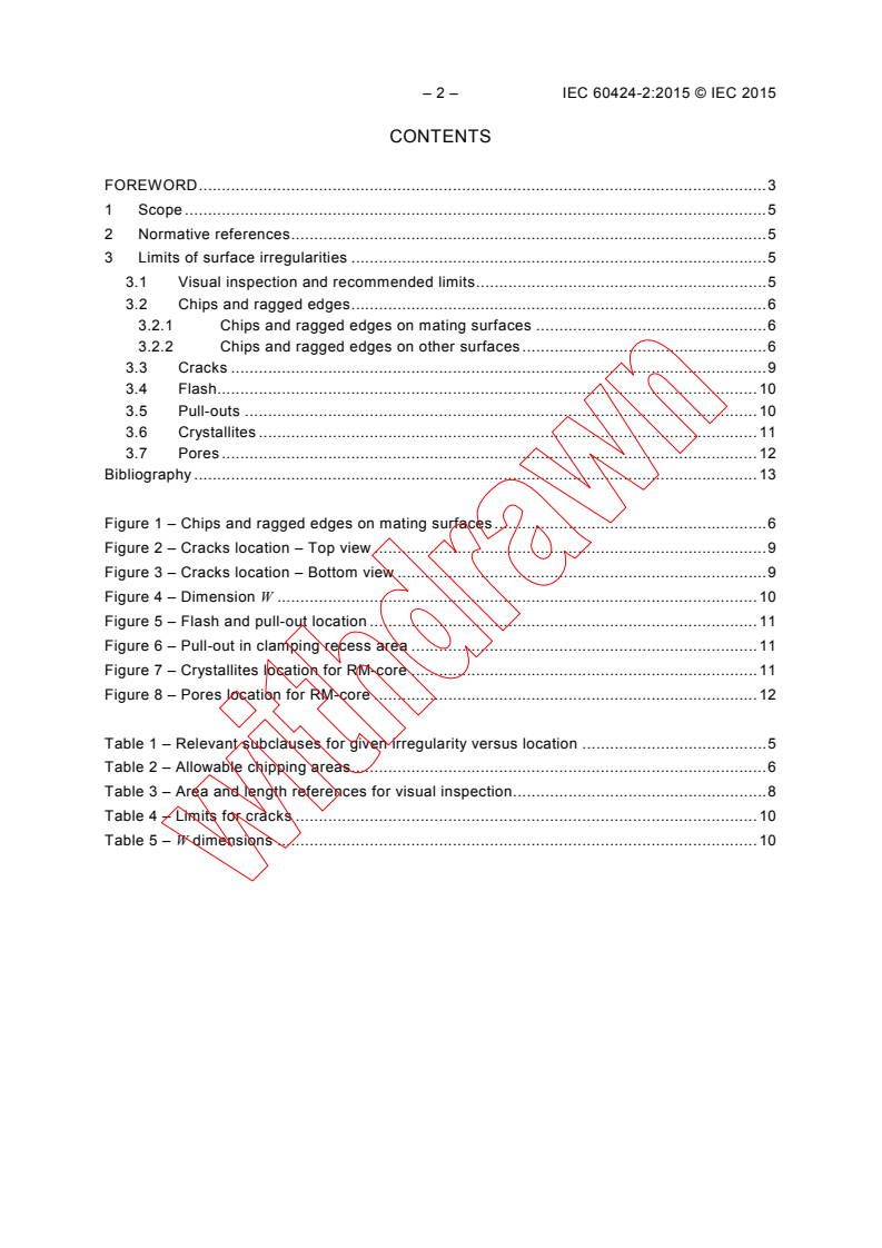 IEC 60424-2:2015 IEC 60424-2:2015 - Ferrite cores - Guidelines on the limits of surface irregularities - Part 2: RM-cores
Released:12/4/2015
Isbn:9782832230312 - Page 4 preview