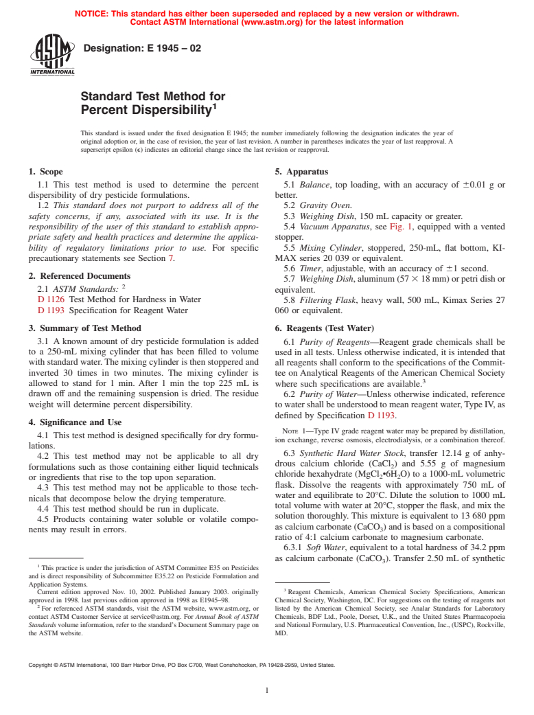 ASTM E1945-02 - Standard Test Method for Percent Dispersibility