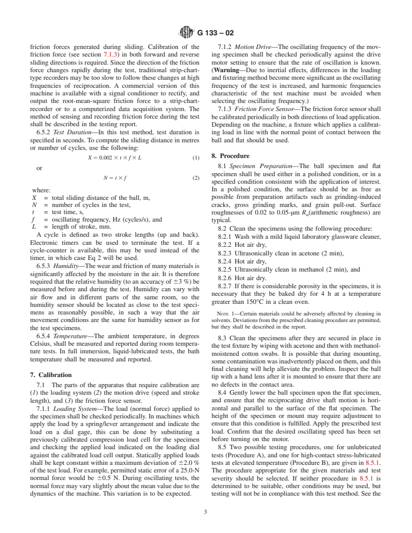 ASTM G133-02 - Standard Test Method for Linearly Reciprocating Ball-on-Flat Sliding Wear