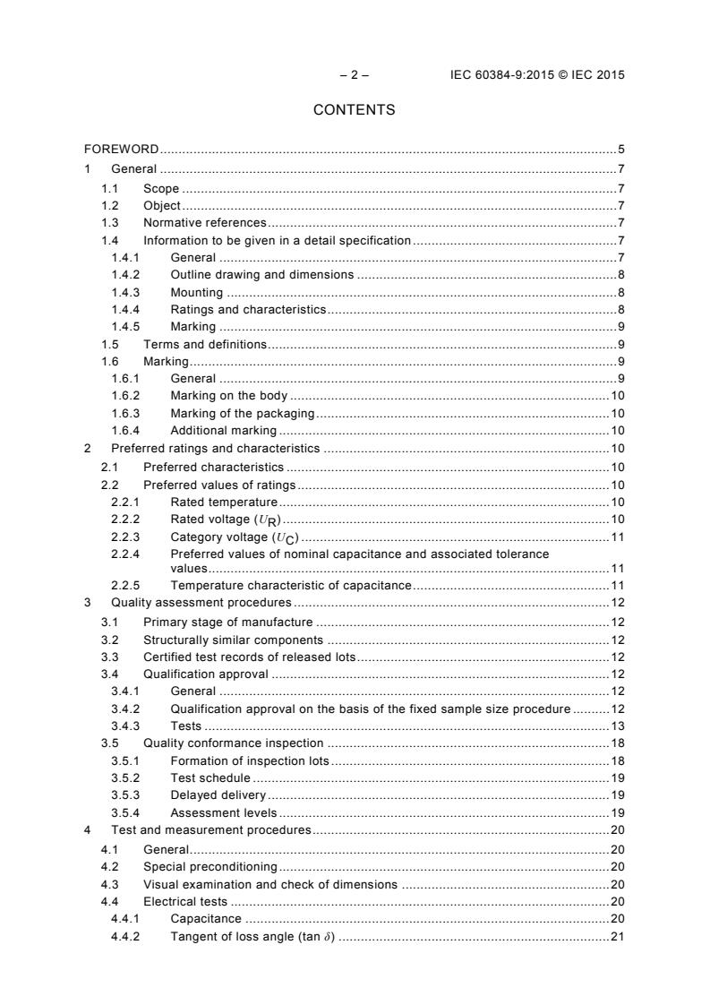 IEC 60384-9:2015 IEC 60384-9:2015 - Fixed capacitors for use in electronic equipment - Part 9: Sectional specification: Fixed capacitors of ceramic dielectric, Class 2 - Page 4 preview