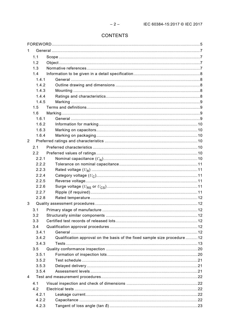IEC 60384-15:2017 IEC 60384-15:2017 - Fixed capacitors for use in electronic equipment - Part 15: Sectional specification: Fixed tantalum capacitors with non-solid or solid electrolyte - Page 4 preview