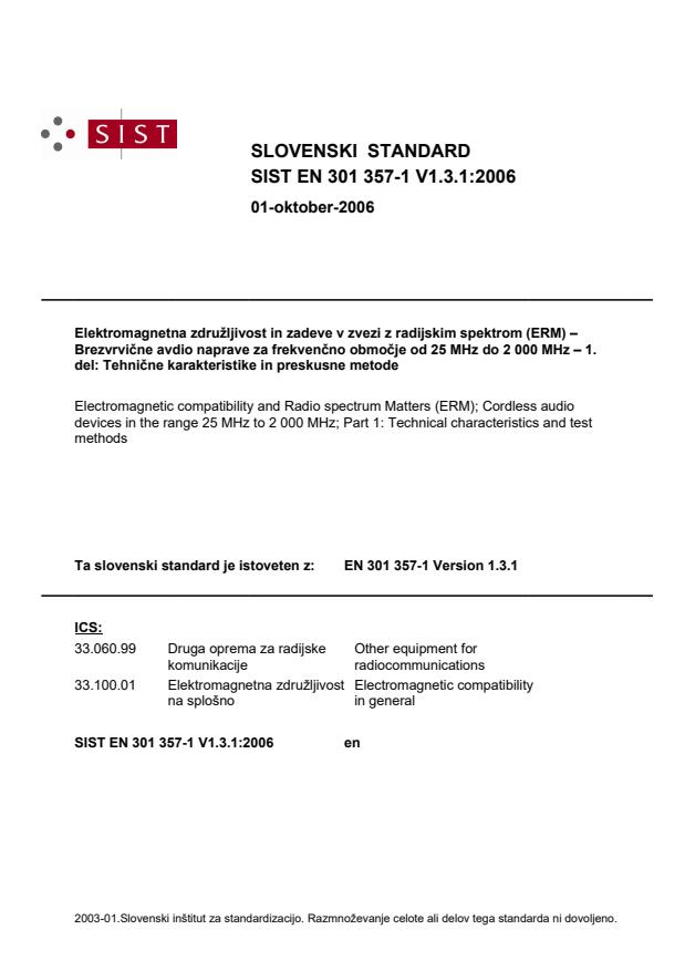 EN 301 357-1 V1.3.1:2006