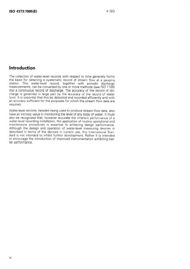 ISO 4373:1995 ISO 4373:1995 - Measurement of liquid flow in open channels -- Water-level measuring devices - Page 4 preview