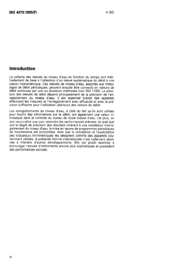 ISO 4373:1995 ISO 4373:1995 - Mesure de débit des liquides dans les chenaux -- Appareils de mesure du niveau de l'eau - Page 4 preview