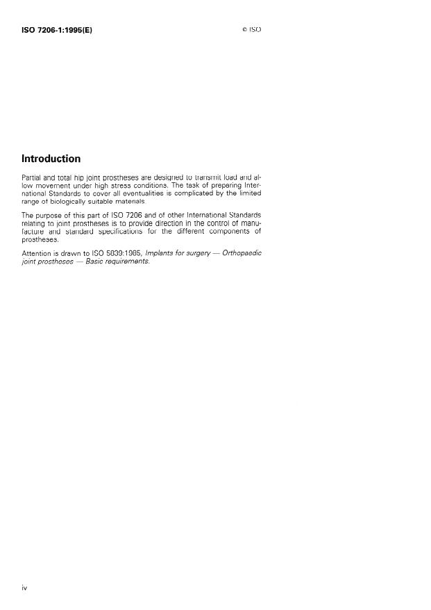 ISO 7206-1:1995 ISO 7206-1:1995 - Implants for surgery -- Partial and total hip joint prostheses - Page 4 preview