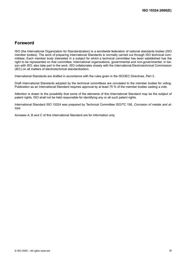 ISO 15324:2000 - Corrosion of metals and alloys -- Evaluation of stress corrosion cracking by the drop evaporation test