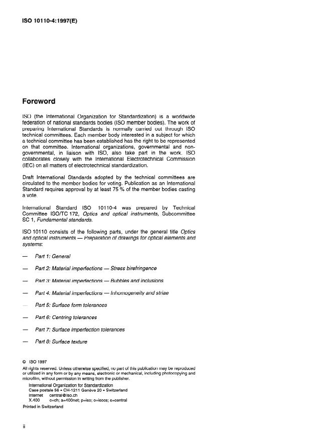 ISO 10110-4:1997 ISO 10110-4:1997 - Optics and optical instruments -- Preparation of drawings for optical elements and systems - Page 2 preview