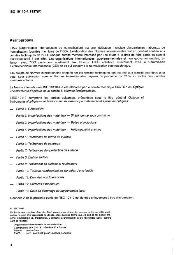 ISO 10110-4:1997 ISO 10110-4:1997 - Optique et instruments d'optique -- Indications sur les dessins pour éléments et systemes optiques - Page 2 preview