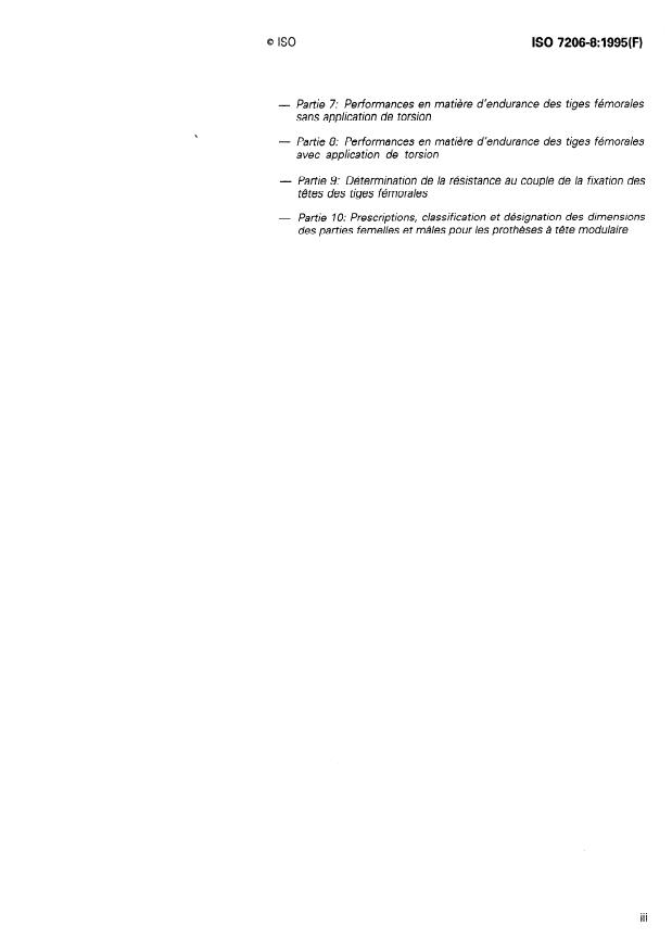 ISO 7206-8:1995 - Implants chirurgicaux -- Protheses partielles et totales de l'articulation de la hanche
