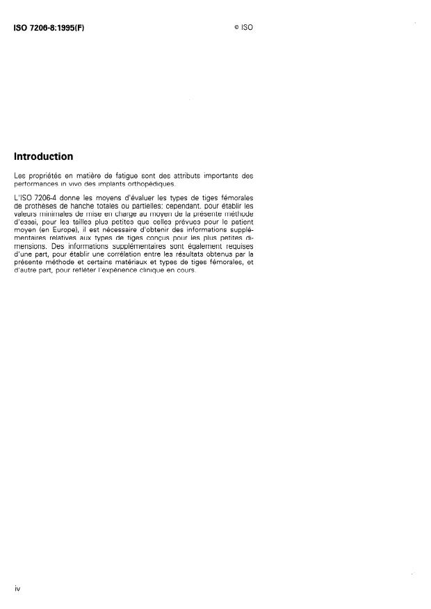 ISO 7206-8:1995 ISO 7206-8:1995 - Implants chirurgicaux -- Protheses partielles et totales de l'articulation de la hanche - Page 4 preview