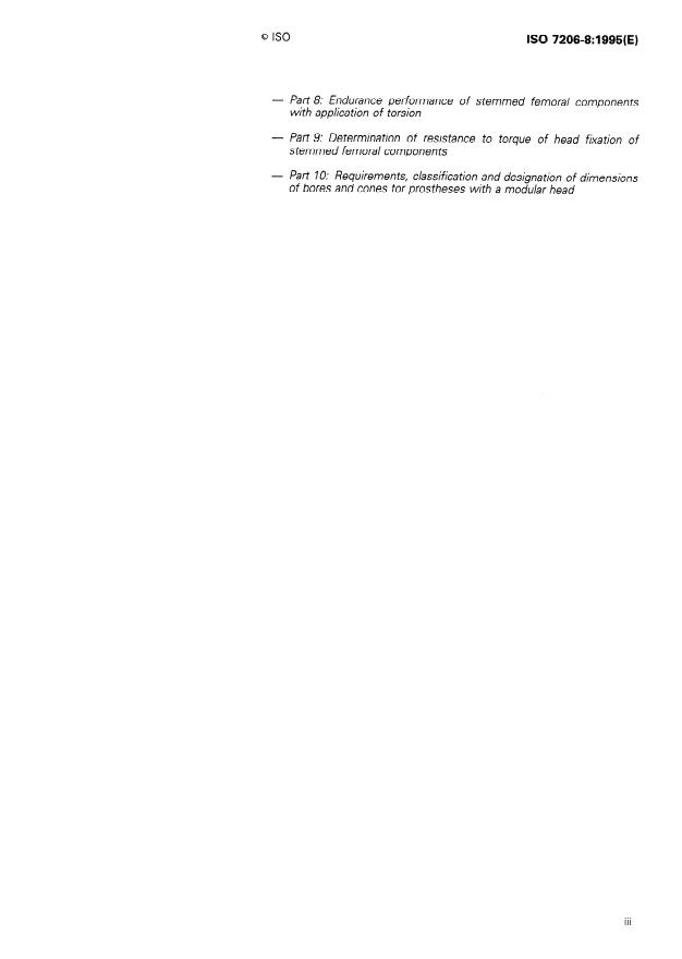 ISO 7206-8:1995 - Implants for surgery -- Partial and total hip joint prostheses