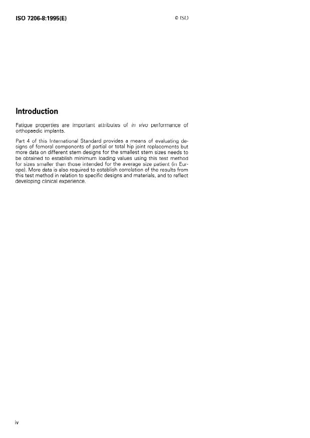 ISO 7206-8:1995 ISO 7206-8:1995 - Implants for surgery -- Partial and total hip joint prostheses - Page 4 preview