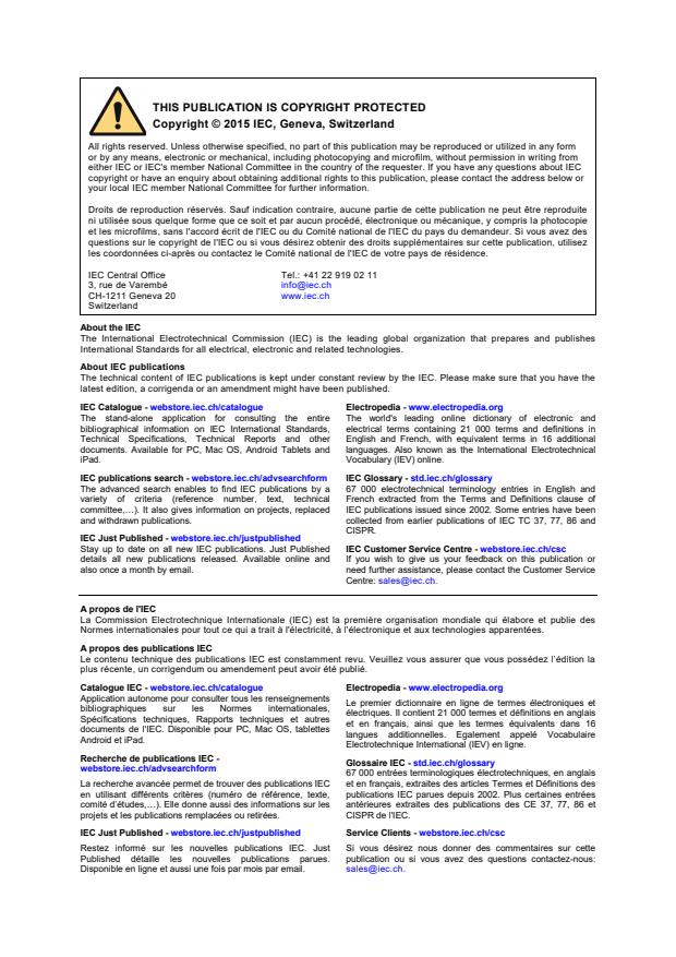 IEC 62087-1:2015 IEC 62087-1:2015 - Audio, video, and related equipment - Determination of power consumption - Part 1: General - Page 2 preview