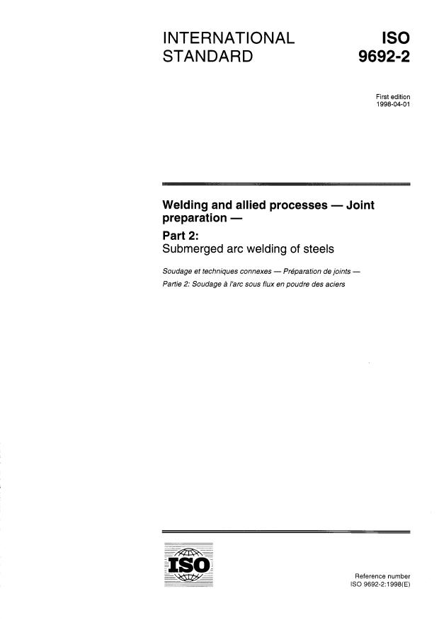 ISO 9692-2:1998 - Welding and allied processes -- Joint preparation