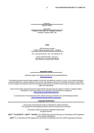 SIST-V ETSI/EG 202 487 V1.1.2:2008 ETSI EG 202 487 V1.1.2 (2007-12) - Human Factors (HF); User experience guidelines; Telecare services (eHealth) - Page 2 preview