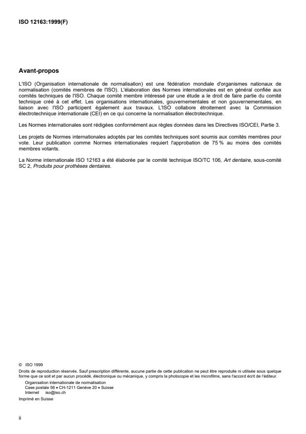ISO 12163:1999 ISO 12163:1999 - Cires dentaires a modeler - Page 2 preview