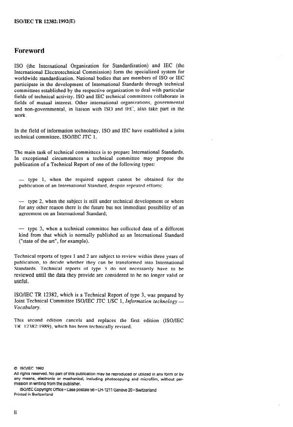 ISO/IEC TR 12382:1992 ISO/IEC TR 12382:1992 - Permuted index of the vocabulary of information technology - Page 2 preview
