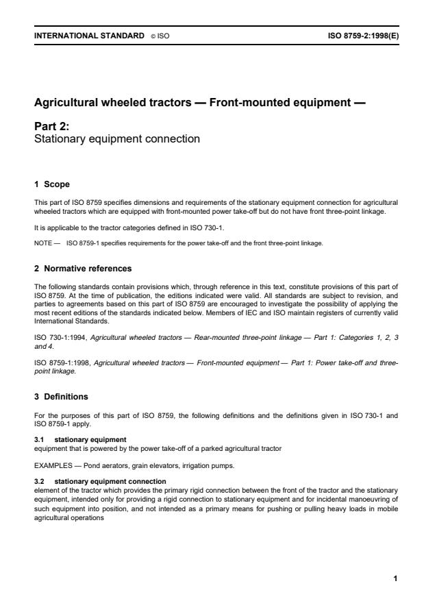 ISO 8759-2:1998 - Agricultural wheeled tractors -- Front-mounted equipment