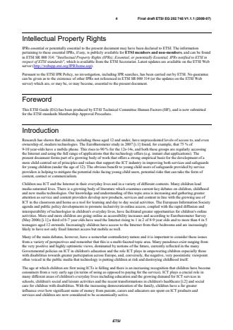 SIST-V ETSI/EG 202 745 V1.1.1:2009 ETSI EG 202 745 V1.1.1 (2008-07) - Human Factors (HF); Guidelines on the provision of ICT services to young children - Page 4 preview