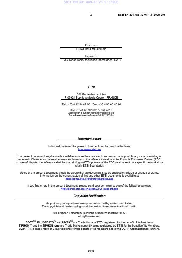 SIST EN 301 489-32 V1.1.1:2006 SIST EN 301 489-32 V1.1.1:2006 - Page 4 preview