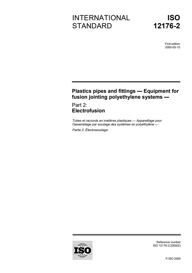 ISO 12176-2:2000 - Plastics pipes and fittings -- Equipment for fusion jointing polyethylene systems