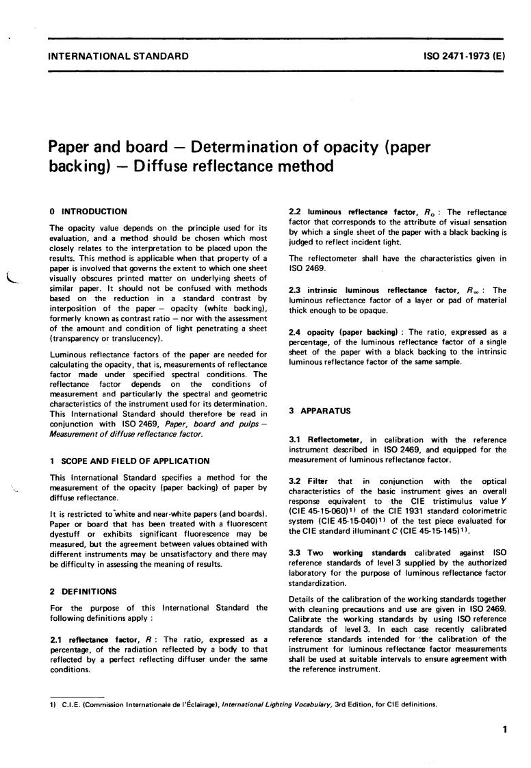 ISO 2471:1973 - Title missing - Legacy paper document
Released:1/1/1973