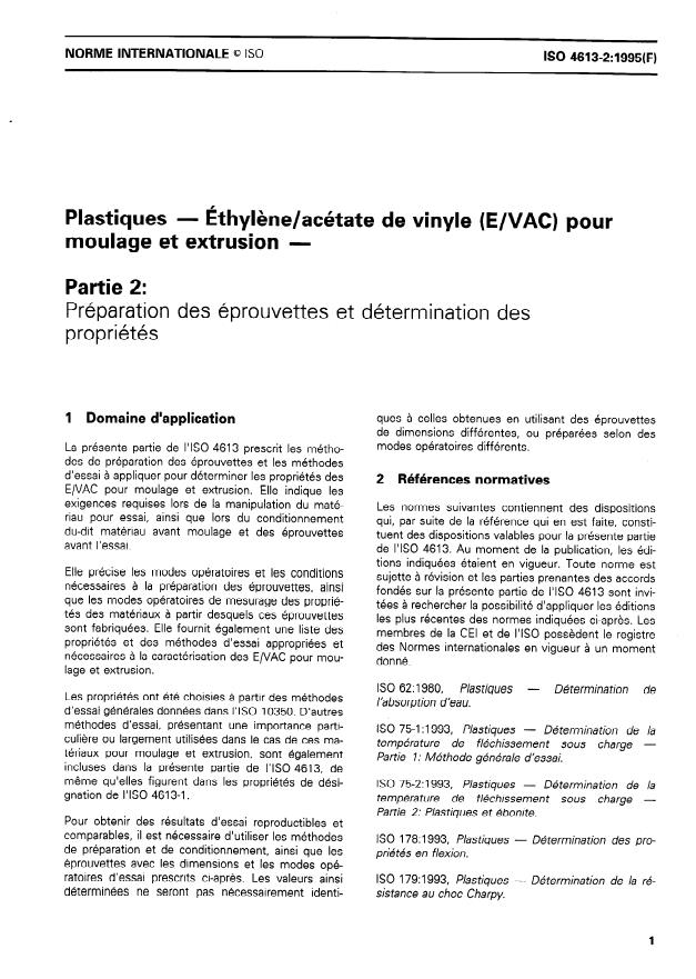 ISO 4613-2:1995 - Plastiques -- Éthylene/acétate de vinyle (E/VAC) pour moulage et extrusion