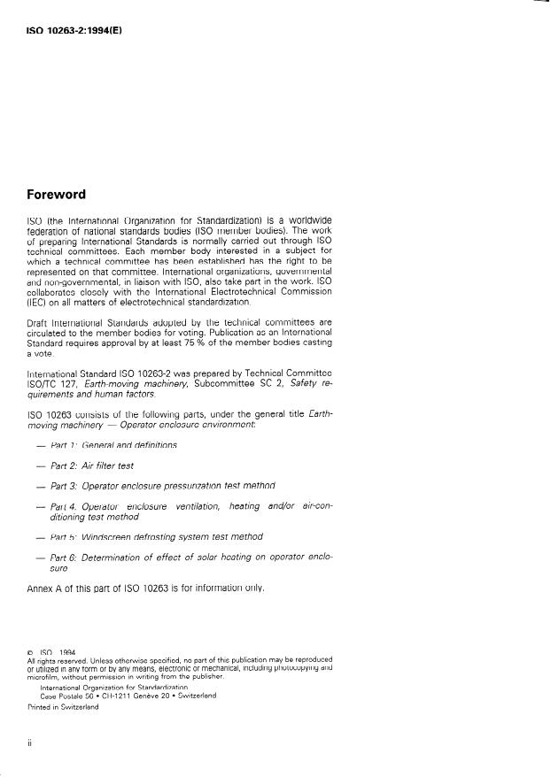 ISO 10263-2:1994 ISO 10263-2:1994 - Earth-moving machinery -- Operator enclosure environment - Page 2 preview