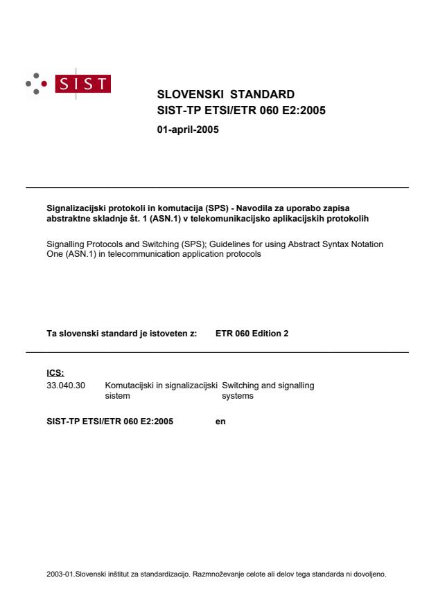 TP ETSI/ETR 060 E2:2005
