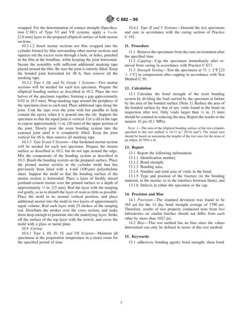 ASTM C882-99 - Standard Test Method for Bond Strength of Epoxy-Resin Systems Used With Concrete By Slant Shear