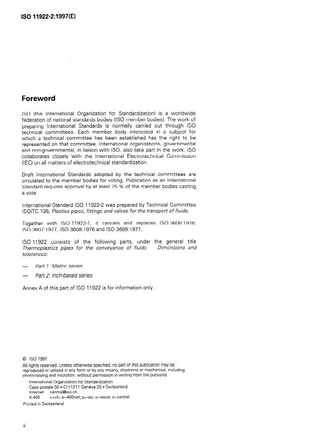 ISO 11922-2:1997 ISO 11922-2:1997 - Thermoplastics pipes for the conveyance of fluids -- Dimensions and tolerances - Page 2 preview