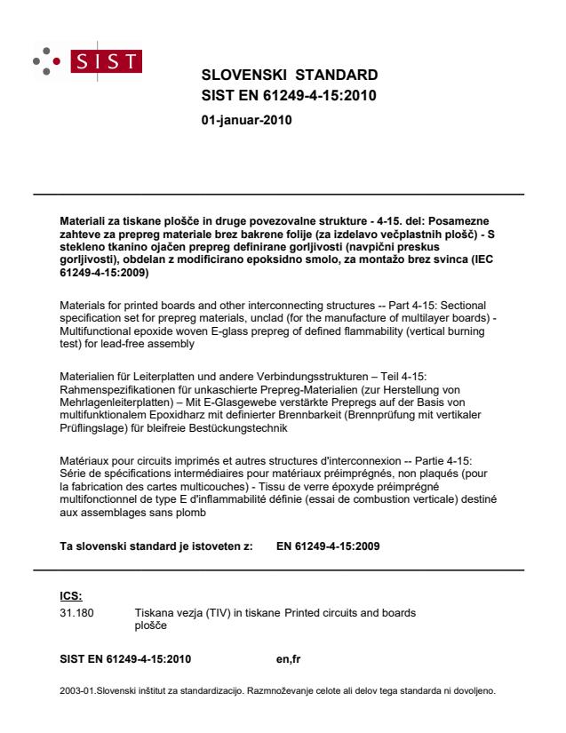 EN 61249-4-15:2009 EN 61249-4-15:2010 - Page 1 preview