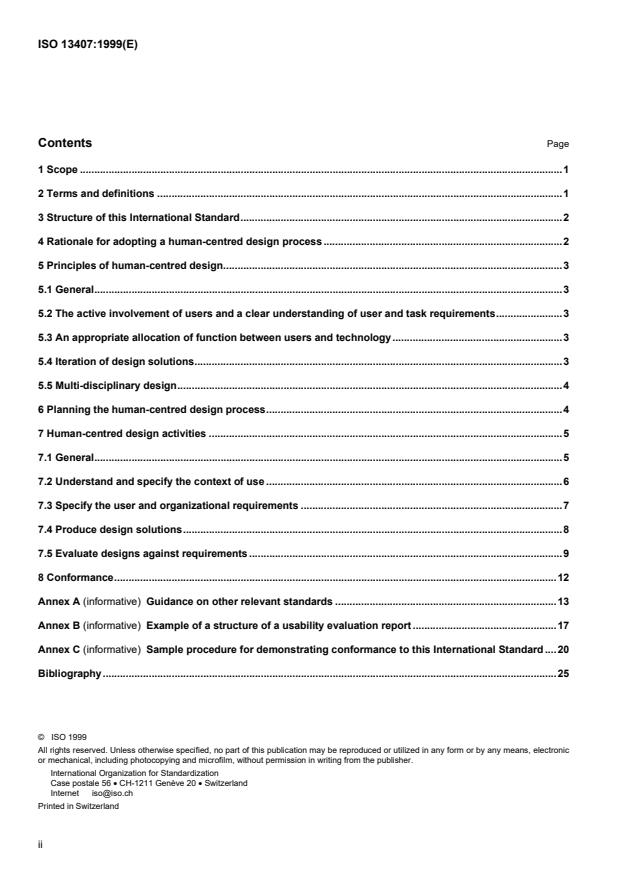 ISO 13407:1999 ISO 13407:1999 - Human-centred design processes for interactive systems - Page 2 preview