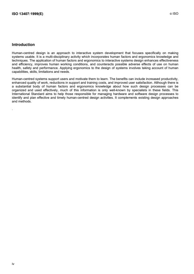 ISO 13407:1999 ISO 13407:1999 - Human-centred design processes for interactive systems - Page 4 preview