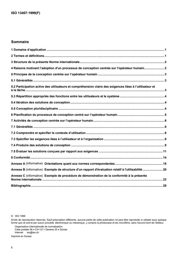ISO 13407:1999 ISO 13407:1999 - Processus de conception centrée sur l'opérateur humain pour les systemes interactifs - Page 2 preview